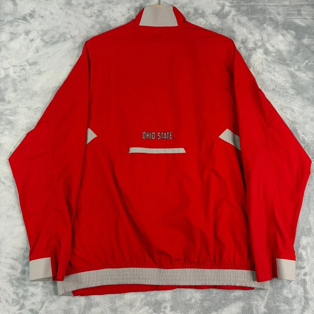 Ohio State Buckeyes Mens Large Nike FitStorm 1/4 Zip Pullover Jacket Red VTG
